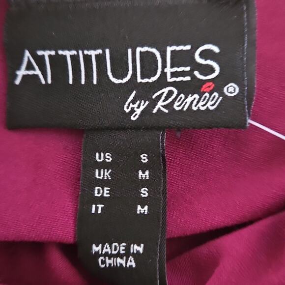 Attitudes by Renée Women’s Mock Neck 3/4 Sleeve Top – Size Small – Berry Purple - Picture 4 of 6